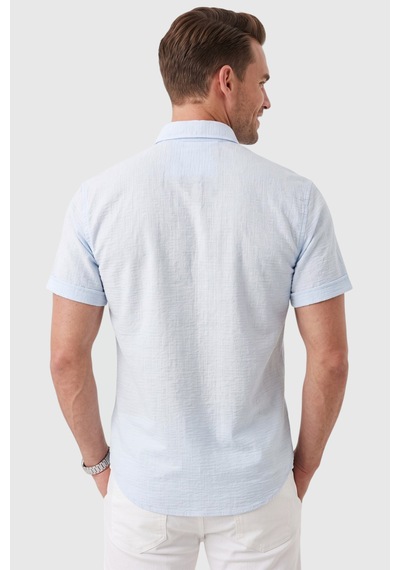 Rizzup Erkek Slim Fit Likralı Jakar Dokulu Buz Mavisi Kısa Kol Gömlek Esnek Nakış Armalı 2604356 Rizzup Erkek Slim Fit Likralı Jakar Dokulu Buz Mavisi Kısa Kol Gömlek Esnek Nakış Armalı 2604356