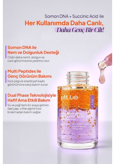 Phlab Çift Fazlı Somon Dna + Succinic Acid Nemlendirici Anti-aging Bakım Serumu