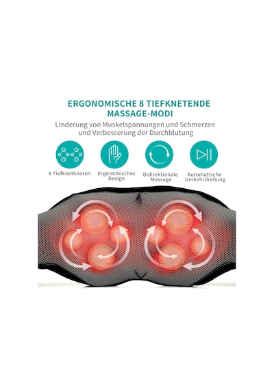 Nekteck Shiatsu Isılı Derin Yoğurma Masaj Yastığı, Araba/ofis Koltuğu Masaj Aleti, Boyun, Omuz, Sırt, Bel Masaj Yastığı - Viraj
