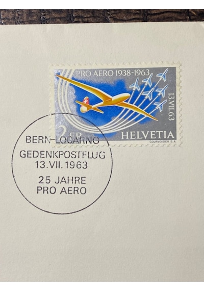 1963 İsviçre 25 Yıl Pro Aero Anısına Posta Uçuşu Özel Damgalı Ve Pullu İlk Gün Zarfıfdc "uçak Temal  Teşhir Ürün