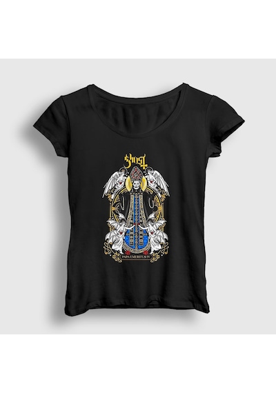 Presmono Kadın Papa Emeritus 4 Ghost T-shirt Siyah