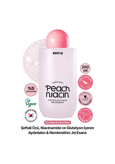Edıtb Niasinamid ve Glutatyon İçeren Aydınlatıcı Jel Esans EDIT.B PeachNiacin Glutathione 200 ML