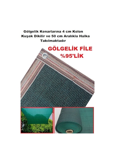 Gölgelik File Eni 2 Metre Boy Seçiniz %95 Bahçe Gölgelik Çit File