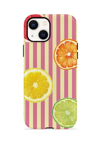 Apple iPhone Uyumlu 15 Plus Vorian Çift Katmanlı Magsafe Kılıf Citrus Fiesta Stripe