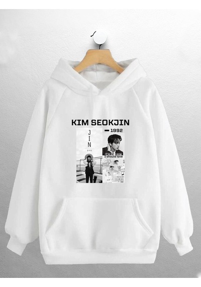 Macklin Unisex Kadın Erkek Kim Seokjin Bts Baskılı Sweatshirt Beyaz Mck0953 Beyaz