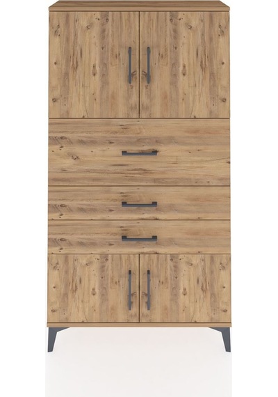 Arges Dolap 2 Raflı 3 Çekmeceli 4 Kapaklı 88x30x163 Çam-çam Çam