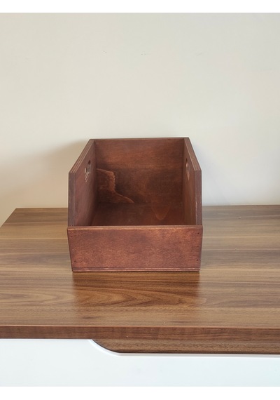 Ahşap 45lik Plak Sandığı - Organizer Kutu - Kestane Rengi Wooden 45 Record Box Koyu Kırmızı