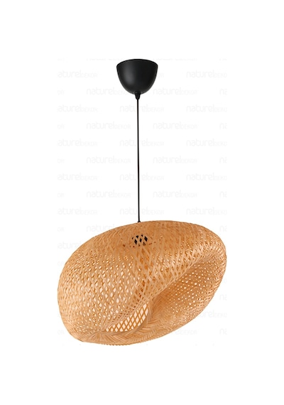 Bohem Bambu Asimetrik Sarkıt Avize Lamba 58cm - Iskandinav, Modern, Bohem, Rattan Aydınlatma Bambu