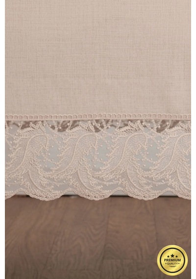 Narin Lüx Dantelli Keten Kumaş Bej Masa Örtüsü 160x230 Cm - 1125 Çok Renkli