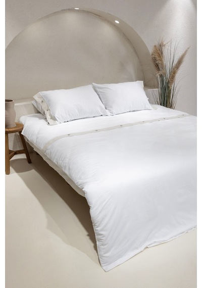 Koza Home Dave Fildişi Sedef Düğmeli Çift Kişilik Nevresim Takımı 200x220 4 Krem