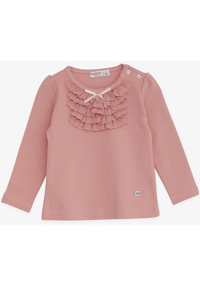 Breeze Kız Bebek Bluz Güpürlü Fiyonklu 6 Ay-2 Yaş, Gülkurusu Gül Kurusu