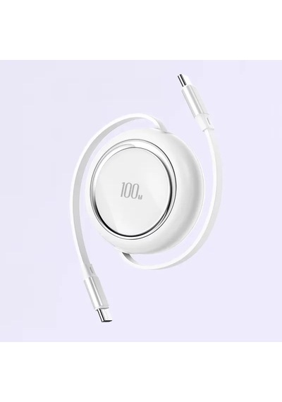 Acl Ack-118 100w Pd Ultra Hızlı Geri Çekilebilir Type-c To Type-c Şarj Kablosu - 1m Beyaz