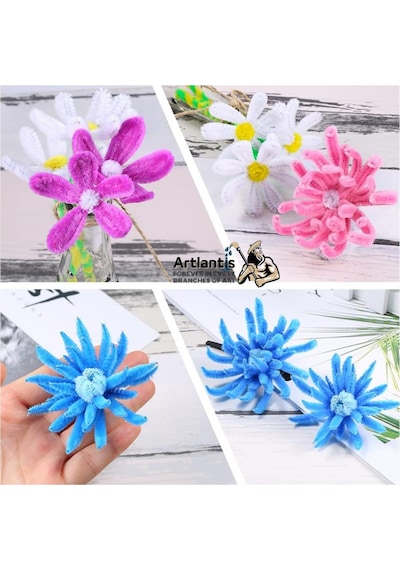 Şönil Renkli 30 Cm 50'Li 1 Paket Artlantis 30 Cm Renkli Tüylü Tel