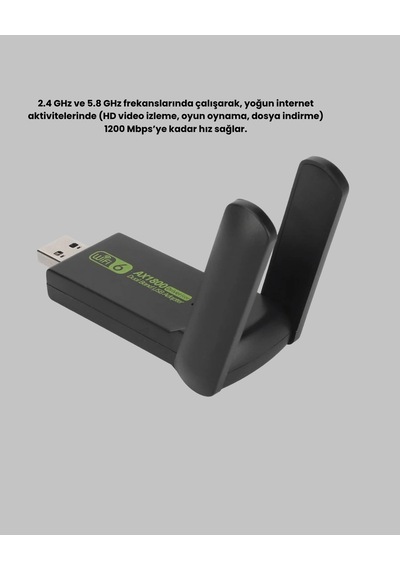 Buğz Dual Band Usb Wifi Adaptör 1200 Mbps Hız