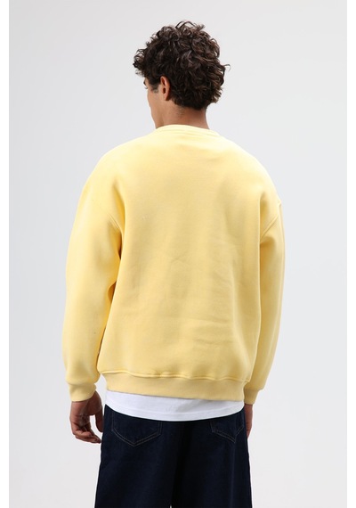 Vamos Basic Oversize Yıkamalı Sweatshirt Sarı