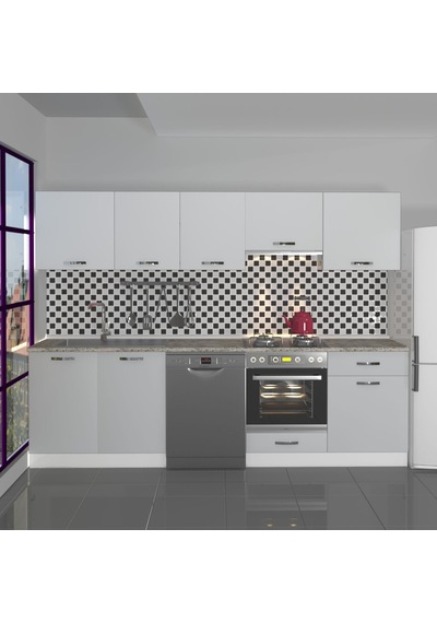 Decoraktiv Elite 280 Ankastre Fırın Modüllü Mdf Hazır Mutfak Dolabı - Tezgah Dahil - Buz Gri Açık Gri Decoraktiv Elite 280 Ankastre Fırın Modüllü Mdf Hazır Mutfak Dolabı - Tezgah Dahil - Buz Gri Açık Gri