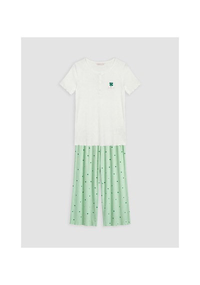 Lcw Dream Yeşil Bisiklet Yaka Hamile Kaprili Pijama Takımı