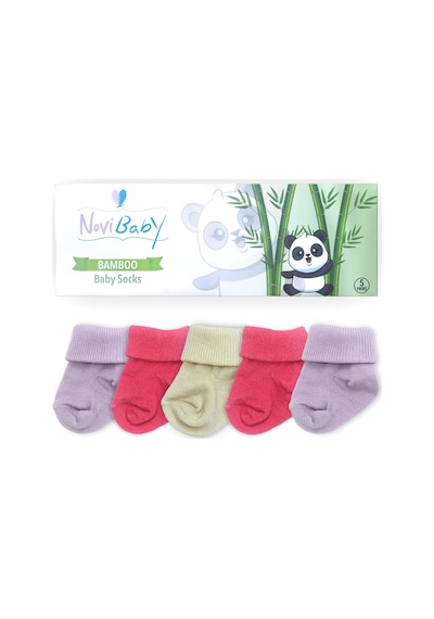 Novibaby 5'li Bambu Yenidoğan Bebek Çorabı I Pinky Rose I 0-6 ay "Karışık Renkli"