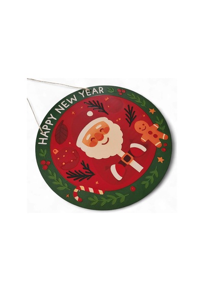 Noel Baba Ve Kurabiye Adam Kapı Ve Duvar Süsü Happy New Year 30x30