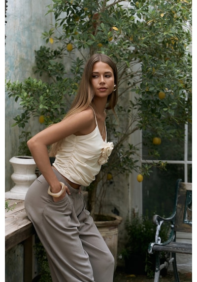 Mai Collection Mai Studios Co. Mahoney Füme Keten Palazzo Pantolon Füme
