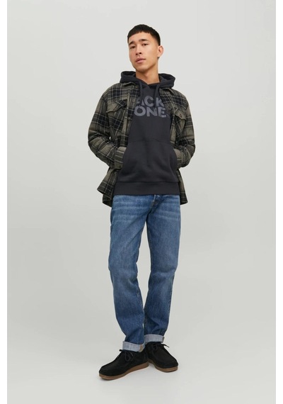Jack & Jones 12152840 Logo Hoodie Erkek Sweatshirt 12152840-R17087 Siyah