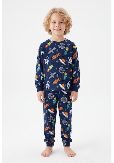 Bunny Hopp %100 Pamuk Interlok Kumaş Erkek Çocuk Pijama Takımı Lacivert Uzay Roket Ve Gezegen Desenli Bunny Hopp %100 Pamuk Interlok Kumaş Erkek Çocuk Pijama Takımı Lacivert Uzay Roket Ve Gezegen Desenli