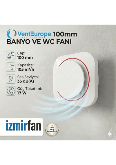 Round 100 Bd 10 Luk Sessiz Yuvarlak Banyo Aspiratörü