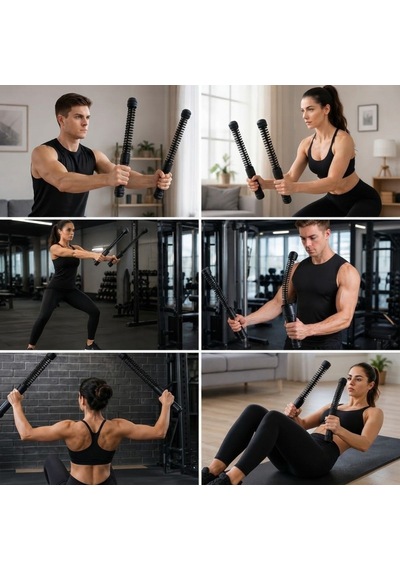 2&apos Li Battle Rope Titreşimli Egzersiz Çubuğu, Yaylı Dalga Mekanizmalı Kol, Omuz, Göğüs, Sırt Ve Core Antrenman Aleti 5728 Sarı