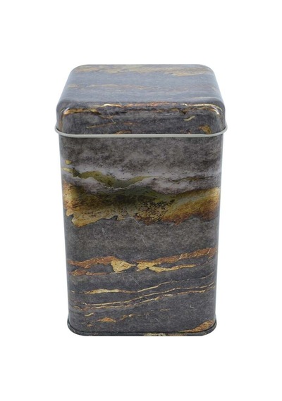 Rock And Gold Desenli Kare Metal Saklama Kabı, 10.5 X 10.5 X 16 Cm, 1.7 Lt Çok Renkli