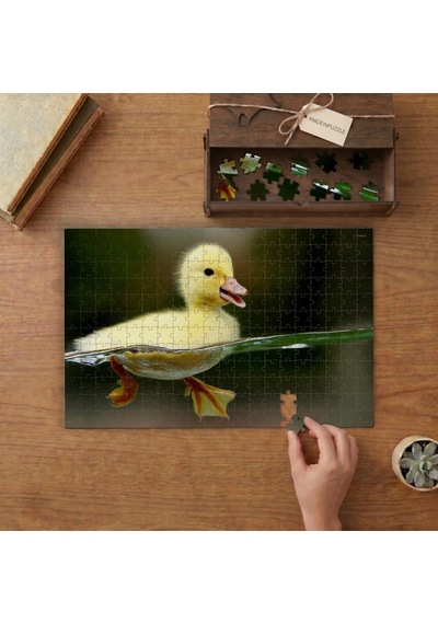 Yavru Sarı Ördek Tasarımı 240 Parça Ahşap Puzzle Ahşap Kutuda Mpy40174