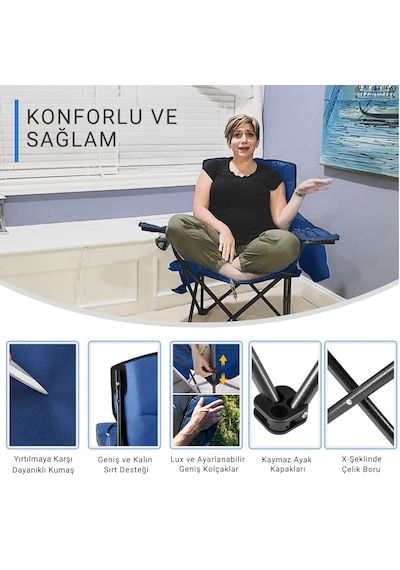 Kingcamp Lotus Xl Cool Ice Ultra Konforlu & Takviyeli Kamp Sandalyesi Black Siyah