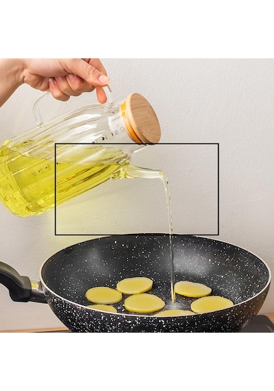 Borosilikat Cam Bambu Vakum Kapak Pinterest Mutfak Yağdanlık Sürahi Seti 1000ml