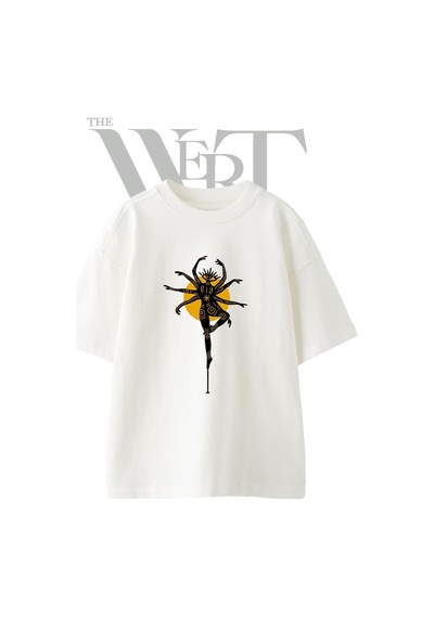 Thewert Cok Kollu Ruh Tasarım Baskılı Ünisex Beyaz Oversize T-shirt