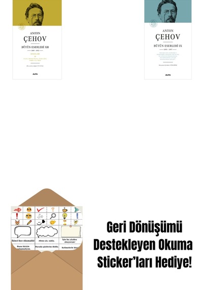 Anton Çehov Bütün Eserleri 12 Ciltli + Anton Çehov Bütün Eserleri 9 Ciltli + Okuma Sticker'ları