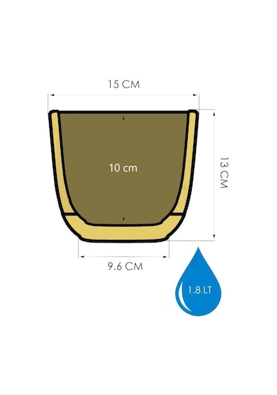 Omnipazar Krs-383 Dekoratif Plastik Mercan Kare Saksı 1.8 Litre No 3 59651622