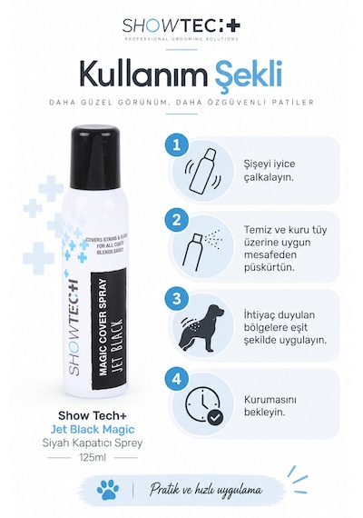 Showtech Jet Black Siyah Kedi Köpek Leke Kapatıcı Sprey 125ml