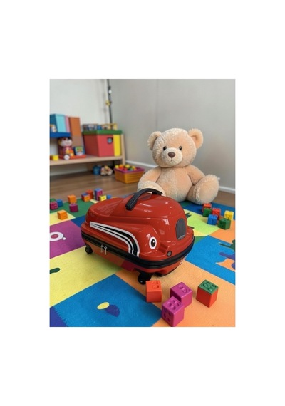 Aresshop Araba Valiz Çocuk Çanta Cocuk Araba Valız Kırmızı