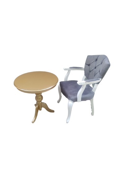 Bengimobilya Fiskos-Berjer Sandalye Kelebek Model Parlak Beyaz-Ceviz Babyface (495734459) Altın
