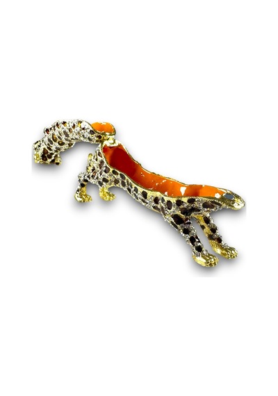 Dekoratif Taşlı Puma Biblo 19 6 CM Leopar - Gold Detaylı