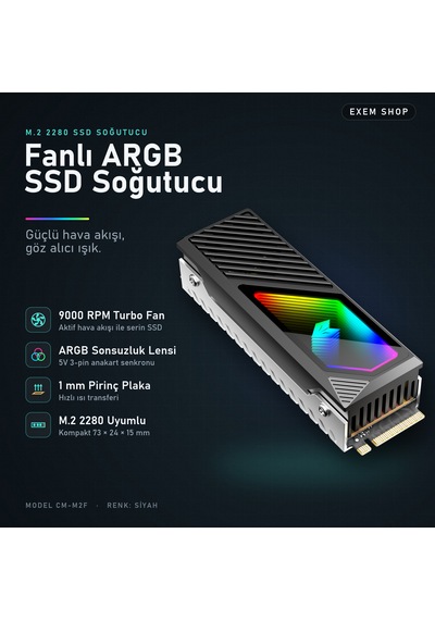 Fanlı Argb Ssd Soğutucu Siyah Renk Siyah - Argb