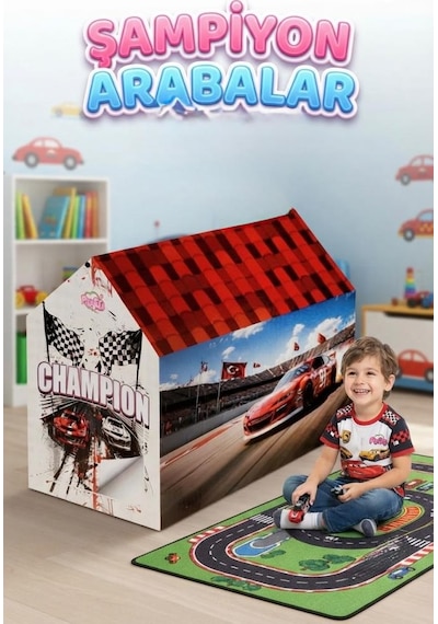 Şampiyon Arabalar Çocuk Oyun Çadırı 100 X 100 Cm Ev Ve Bahçe İçin Eğlenceli Oyun Evi Çok Renkli