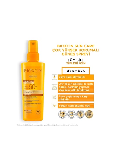 Bioxcin Sun Care Spf 50 Yüz Güneş Kremi 50 Ml Karma Yağlı Cilt Ve Vücut Güneş Spreyi 200 Ml