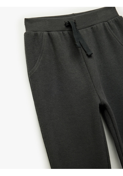 Koton Pamuklu Şardonlu Beli Lastikli Basic Jogger Eşofman Altı Antrasit 6wmb40025tk Antrasit
