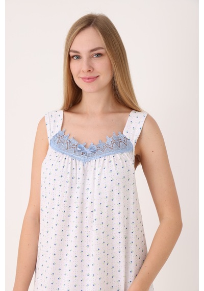Yasar Underwear Kadın Dantelli Geniş Askılı Desenli Uzun Gecelik Mavi Mavi Yasar Underwear Kadın Dantelli Geniş Askılı Desenli Uzun Gecelik Mavi Mavi