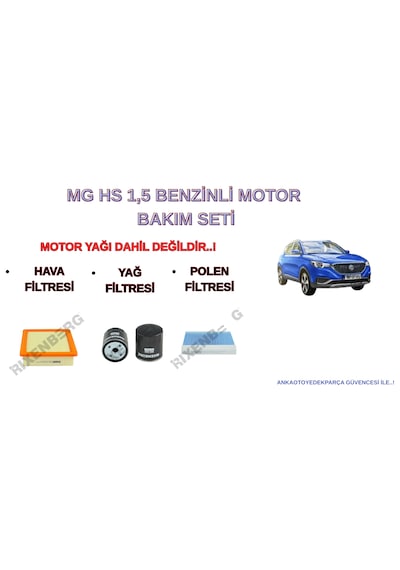 Mg Hs 1,5 Benzinli Motor 2022 Filtre Bakım Seti 3Lü - Hava + Yağ F. + Polen