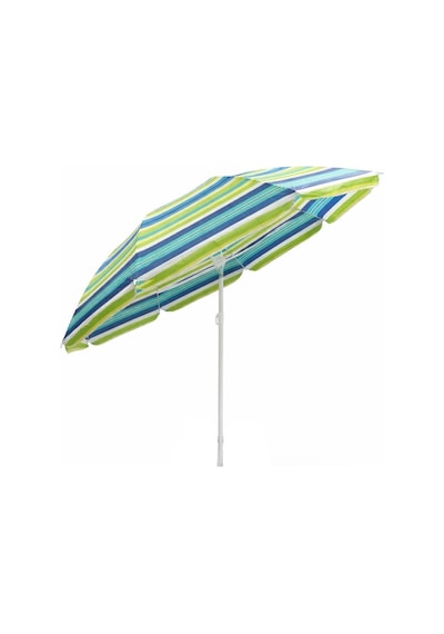 Çizgili Mavi-yeşil 170 Cm Ayarlanabilir Polyester Ekose Kumaş Plaj Şemsiyesi Yeşil-mavi-beyaz