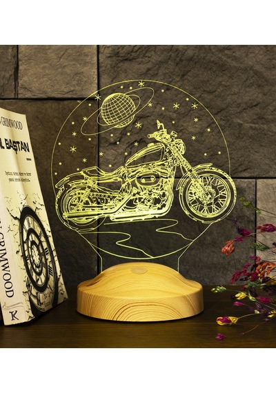 Chopper Motorsiklet Motor Hayranlarına Hediye 3D Led Lamba