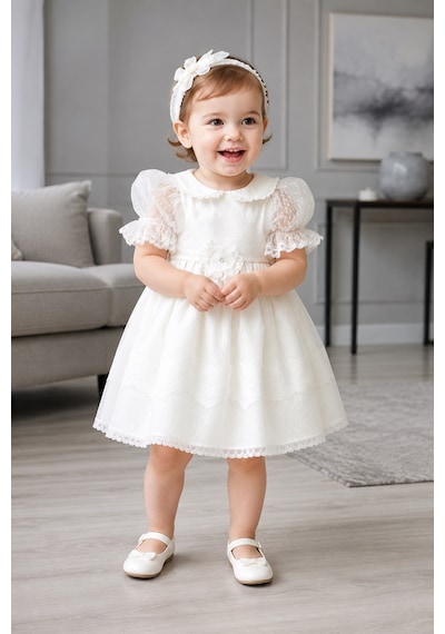 Babyhola Dantel Detay Özel Tasarım Kız Bebek Çocuk Abiye Elbise Saç Bandı Mevlüt Doğum Günü Set 7029 Ekru Babyhola Dantel Detay Özel Tasarım Kız Bebek Çocuk Abiye Elbise Saç Bandı Mevlüt Doğum Günü Set 7029 Ekru
