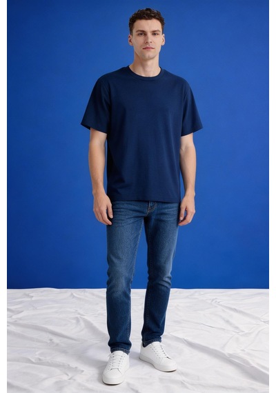 Freemen Erkek Oversize Tişört Nefes Alan Yumuşak Dokulu Terletmeyen Rahat Kalıp Basic-399 Lacivert
