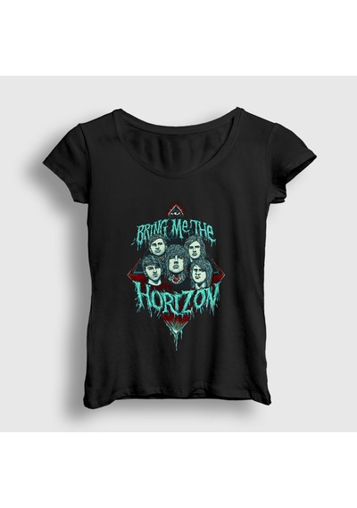 Presmono Kadın Band Bring Me The Horizon T-shirt Siyah